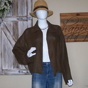 Moss Colored Soft Linen Jacket